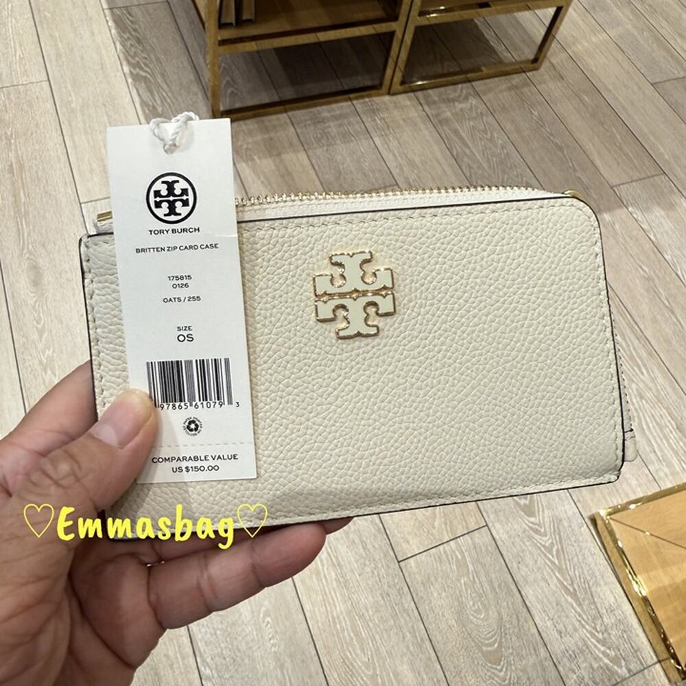 Tory Burch Britten Zip Card Case Pebbled Leather 175815 $150 - Picture 4 of 4